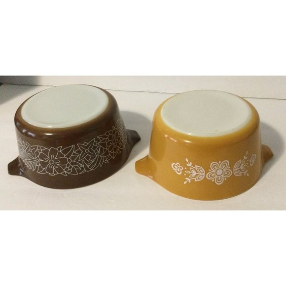 Lot of 2 Vintage Pyrex Butterfly Gold Woodland Brown Ovenware 1Qt Bowls Round - Picture 5 of 8